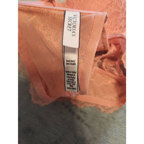 Victoria's Secret Size 36D Body by Victoria Lined Demi Bra Racerback Lace Pink - Picture 3 of 3